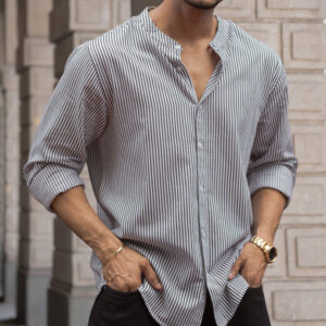 Black and White Stripes Full Sleeves Shirt