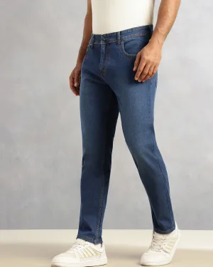 Dk Blue 5 Pocket Mid-Rise Slim Fit Jeans