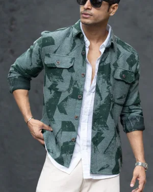 Green Jacquard Overshirt