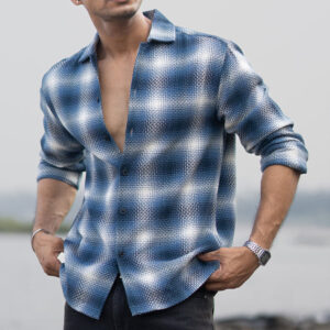 Blue Structured Checks Overshirt