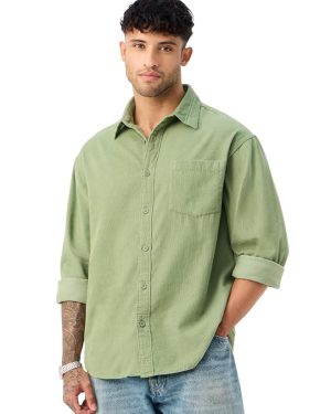 Green Slub Textured Shirt