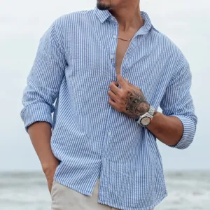 Regular Fit Stretch Blue Shirts – Comfortable & Versatile Everyday Style