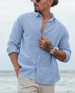Regular Fit Stretch Blue Shirts – Comfortable & Versatile Everyday Style