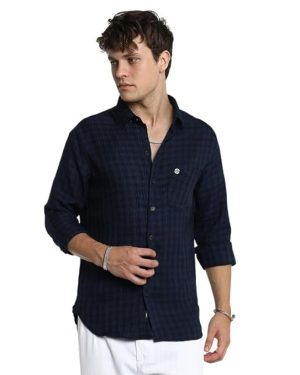 Navy Flannel Checked Shirt