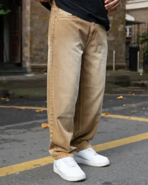 Sand Brown Washed Baggy Jeans