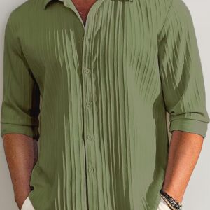 Sage Green Linen Blend Regular Fit Shirt