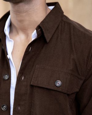 Brown Corduroy Shirt With Pockets