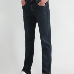 Dk Blue 5 Pocket Mid-Rise Slim Straight Fit jeans