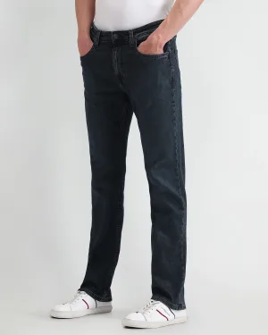 Dk Blue 5 Pocket Mid-Rise Slim Straight Fit jeans