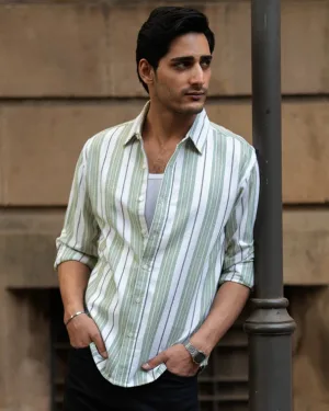 Green Strucured Stripe Shirt