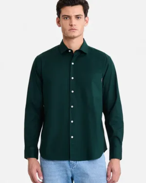 Regular Fit Stretch Green Shirts – Comfortable & Versatile Everyday Wear