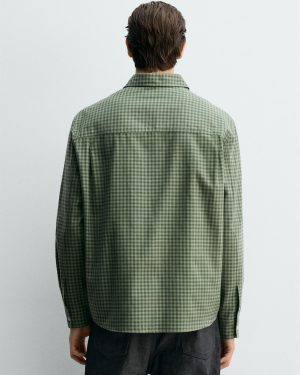 Green Button Down Checks Shirt