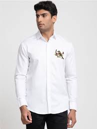 White Embroidered Structured Shirt