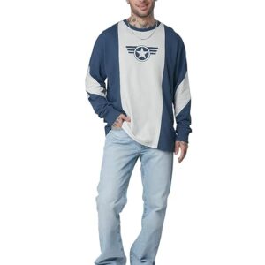 Navy And Green Panelled Polo T-Shirt