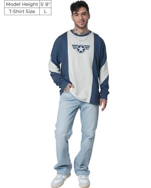 Navy And Green Panelled Polo T-Shirt