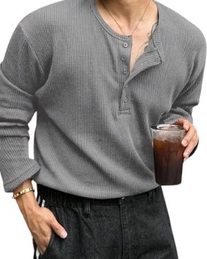 Grey And Black Structured Striped T-Shirt