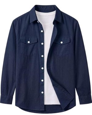 Navy Blue And White Checked Regular Fit Full Sleeves Shirt