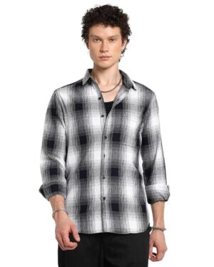 Navy Ombre Checks Shirt