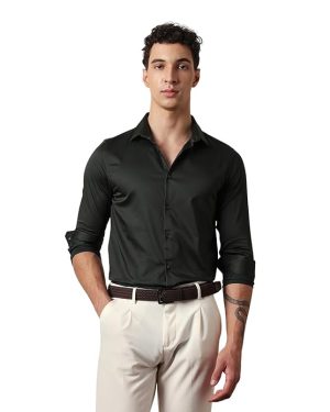 Pine Green Textured Cotton Overshirt
