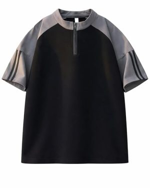 Pine Striped Zipper T-Shirt