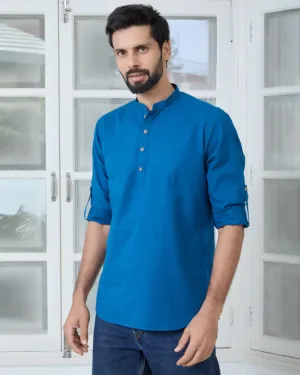 Light Blue Slub Kurta Shirt