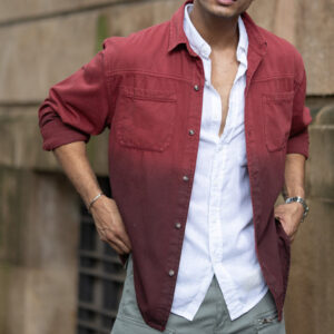 Brick Red Ombre Shirt With Pockets