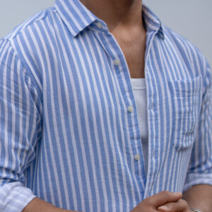 Blue Double Cloth Stripe Shirt
