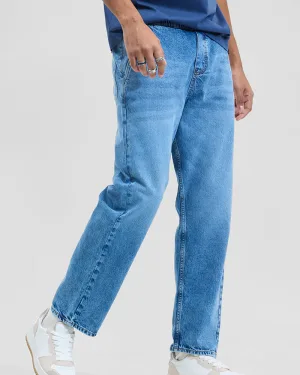 Light Blue Baggy Fit Jogger-Style jean with Cargo Pockets