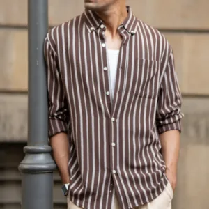 Dark Brown Printed Stripe Shirt