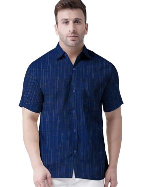 Navy Structured Striped Shirt