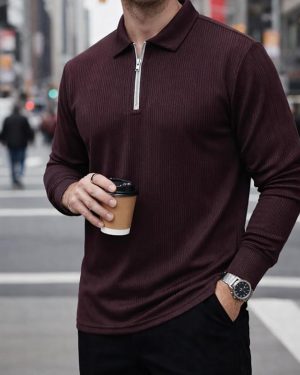 Men’s Ribbed Polo T-Shirt | Premium Slim Fit Casual Wear