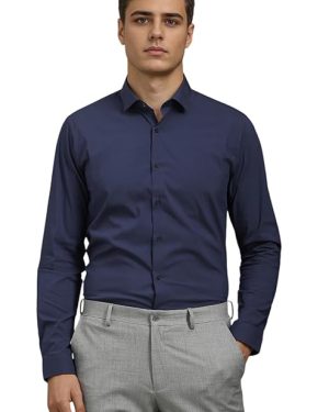 Navy Brushed Checks Shirt