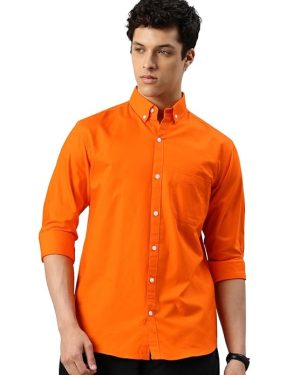 Orange Flap Pocket Knitted Shacket Oversize Drop Shoulder Shirt