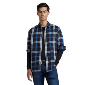 Navy And White Checks Shirt