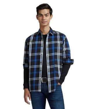 Navy And White Checks Shirt