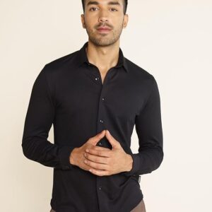 Regular Fit Stretch Black Shirts – Comfortable & Versatile Everyday Style