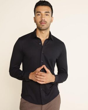 Regular Fit Stretch Black Shirts – Comfortable & Versatile Everyday Style