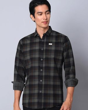 Olive Washed Printed Shirt