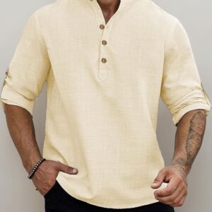 Light Beige Slub Kurta Shirt