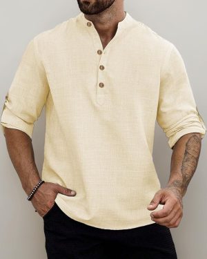 Light Beige Slub Kurta Shirt