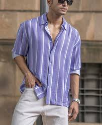 Grey Structured Self Striped Shirt