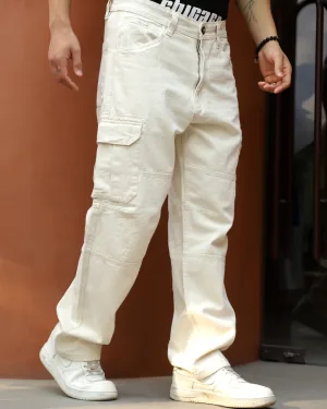 Light Beige Cotton Cargo Pant