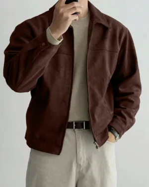 Dark Brown Shacket Pocket Oversize Drop Shoulder Shirt