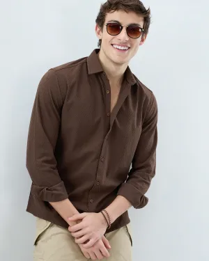 Coffee Structured Knit Shirt