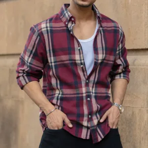 Maroon Flannel Checks Shirt