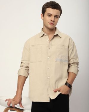 Cream Linen Double Pocket Shirt