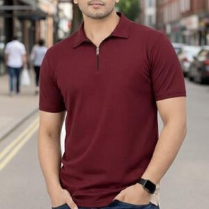 Multicolour Knitted Stripe Zipper T-Shirt