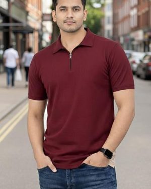 Multicolour Knitted Stripe Zipper T-Shirt