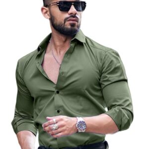 Double Cuff Olive Shirts – Elegant Formal & Smart Style