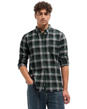 Green Lightweight Flannel Check Shirt
